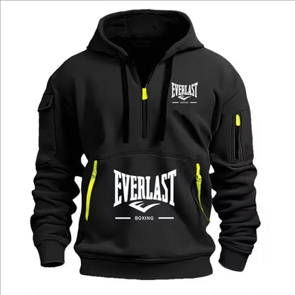 Sudadera con capucha de felpa estampada para hombre – Sudadera informal con cremallera para primavera y otoño