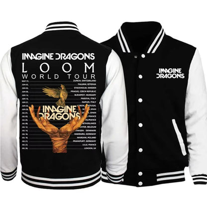Chaqueta de béisbol unisex Loom & Soul “Imagine Dragons World Tour” – Edición 2025