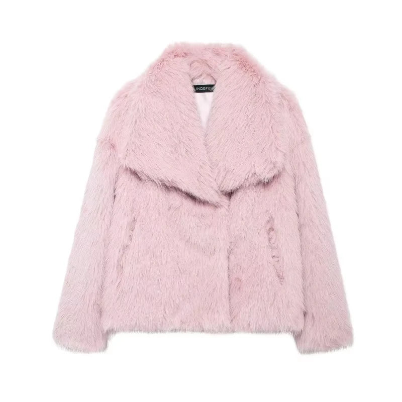 HH LuxeFur™ Chaqueta con solapa de piel sintética – Elegancia y calidez para otoño e invierno de 2025