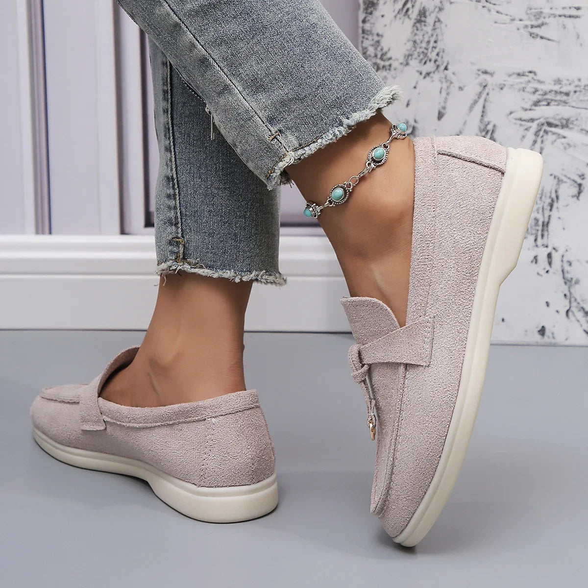 Mocasines de algodón sin cordones para mujer – Zapatos planos informales ligeros para uso diario