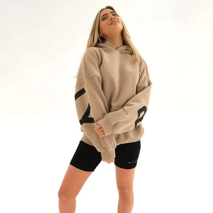 Sudadera con capucha informal estampada para mujer – Suéter de ajuste holgado para otoño e invierno