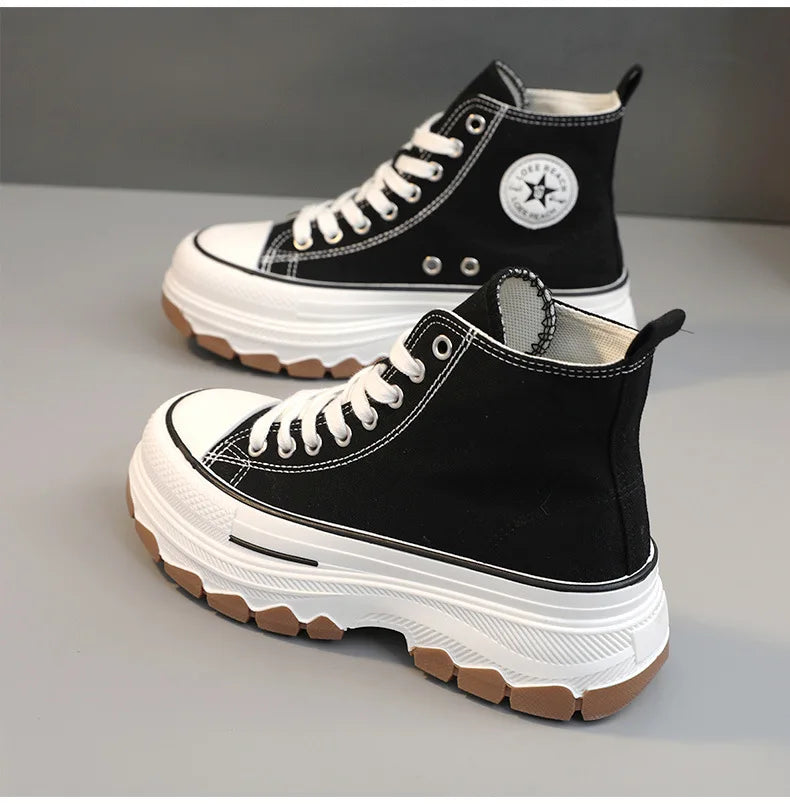 Zapatillas altas de lona para mujer Loom & Soul – Estilo vulcanizado con plataforma