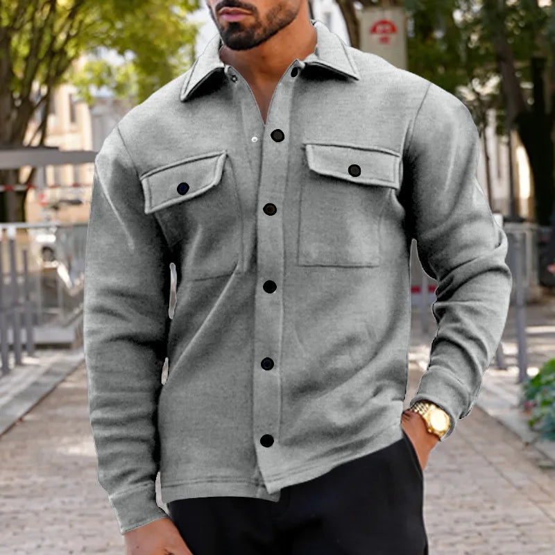 Veste d'hiver en polaire à revers Loom & Soul pour homme – Manteau ajusté à boutonnage simple