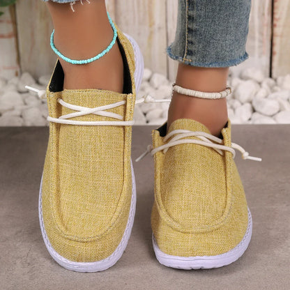 Knut Elgvin™ 2024 Zapatos casuales con cordones para mujer – Zapatillas planas de PU ligeras para el confort diario