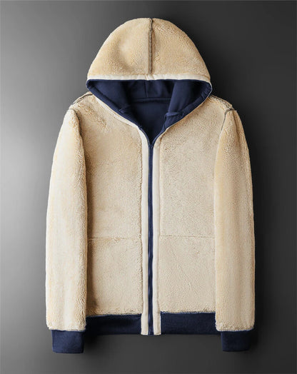 Veste en polaire d'agneau Loom & Soul unisexe – Manteau chaud et épais à capuche