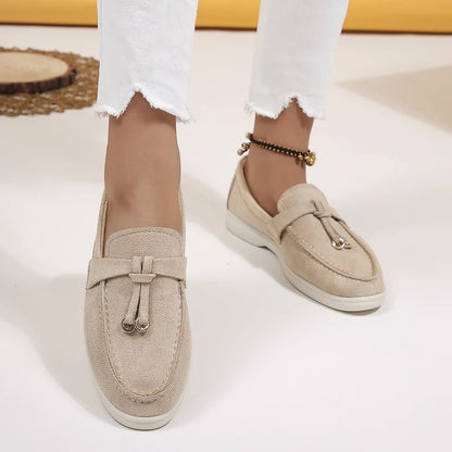 Mocasines de algodón sin cordones para mujer – Zapatos planos informales ligeros para uso diario