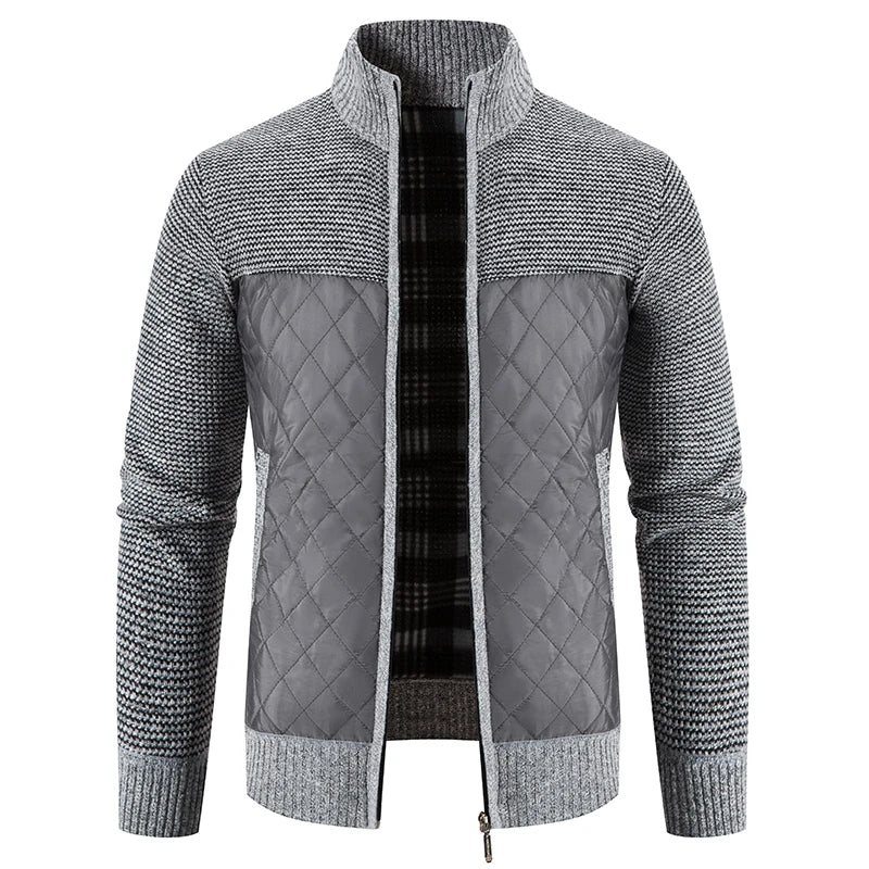Veste en polaire tricotée à carreaux Loom & Soul pour homme – Cardigan d'hiver de luxe à capuche