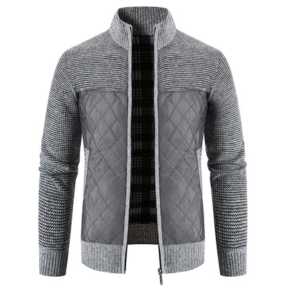 Veste en polaire tricotée à carreaux Loom & Soul pour homme – Cardigan d'hiver de luxe à capuche