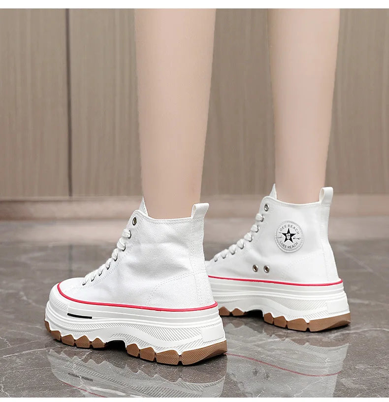 Zapatillas altas de lona para mujer Loom & Soul – Estilo vulcanizado con plataforma