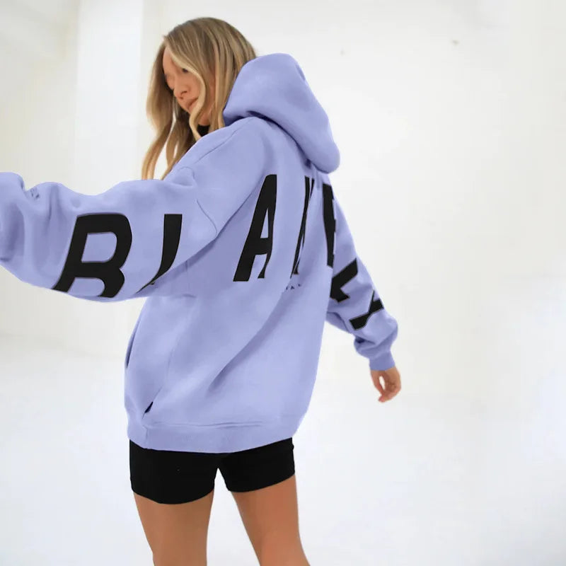 Sudadera con capucha informal estampada para mujer – Suéter de ajuste holgado para otoño e invierno