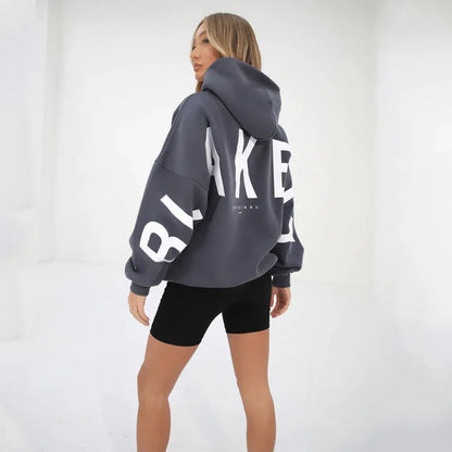 Sudadera con capucha informal estampada para mujer – Suéter de ajuste holgado para otoño e invierno