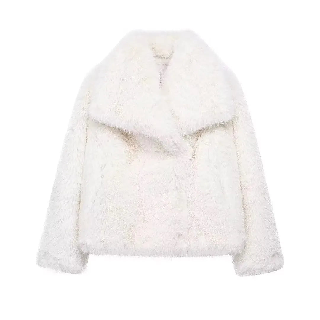 HH LuxeFur™ Chaqueta con solapa de piel sintética – Elegancia y calidez para otoño e invierno de 2025