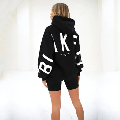 Sudadera con capucha informal estampada para mujer – Suéter de ajuste holgado para otoño e invierno