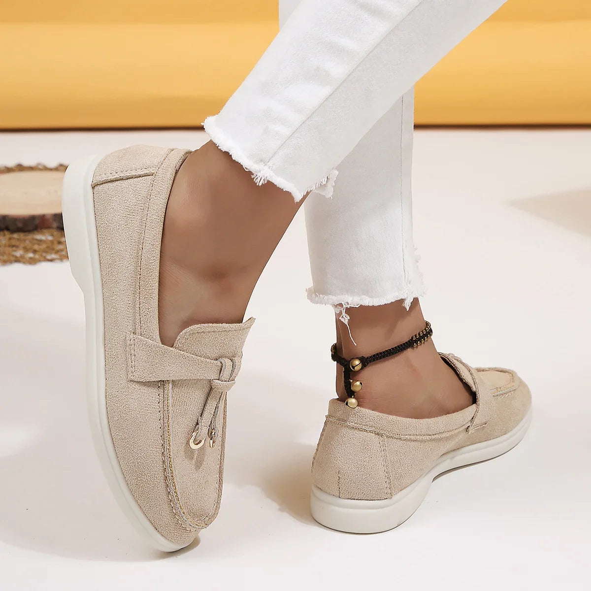Mocasines de algodón sin cordones para mujer – Zapatos planos informales ligeros para uso diario