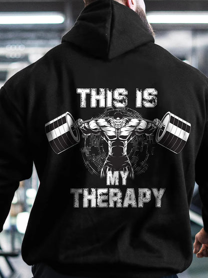 Sudadera con capucha "This Is My Therapy" para hombre - Sudadera de fitness para otoño e invierno