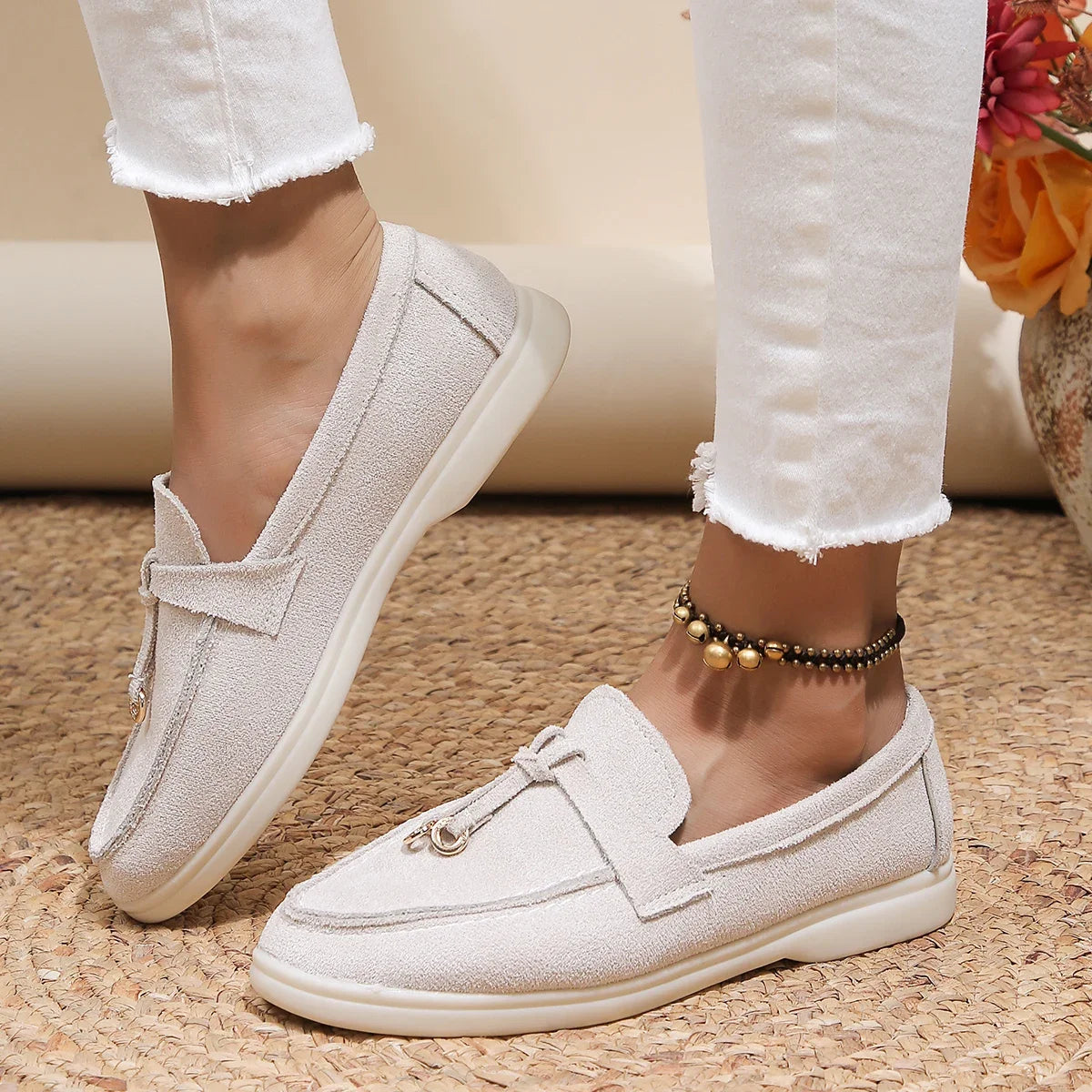 Mocasines de algodón sin cordones para mujer – Zapatos planos informales ligeros para uso diario