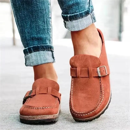 Zuecos con plantilla de corcho Gacimy™ para mujer – Mules de piel con hebilla ajustable y soporte para el arco del pie
