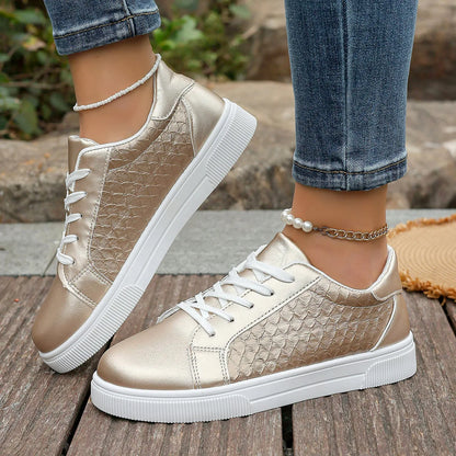 Baskets Loom & Soul Femme Or et Argent en PU – Confort Mode Grande Taille