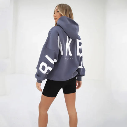 Sudadera con capucha informal estampada para mujer – Suéter de ajuste holgado para otoño e invierno