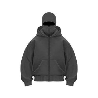 Sudadera con capucha y cremallera de otoño-invierno para hombre – Chaqueta casual cálida de estilo urbano