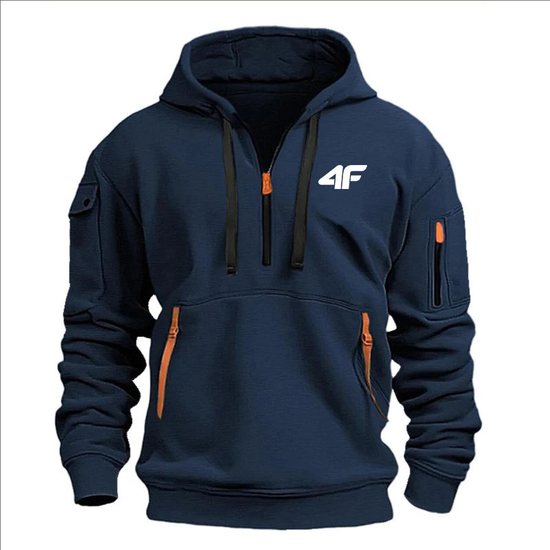 Sudadera con capucha de invierno gruesa para hombre – Pulóver suelto estampado deportivo urbano