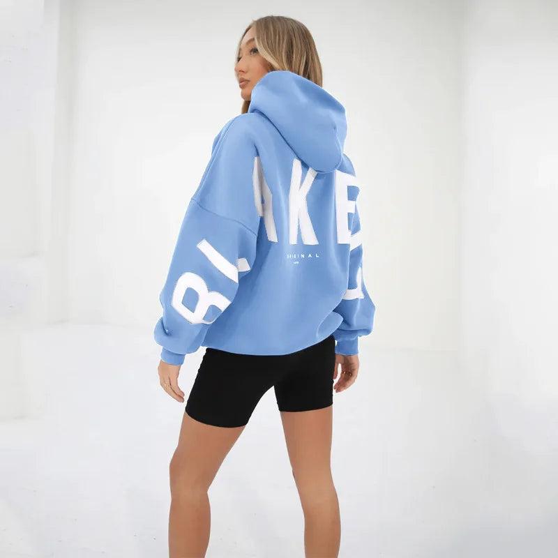 Sudadera con capucha informal estampada para mujer – Suéter de ajuste holgado para otoño e invierno
