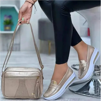 Mocasines de plataforma sin cordones YEAE™ para mujer – Zapatillas deportivas informales ligeras con cuña