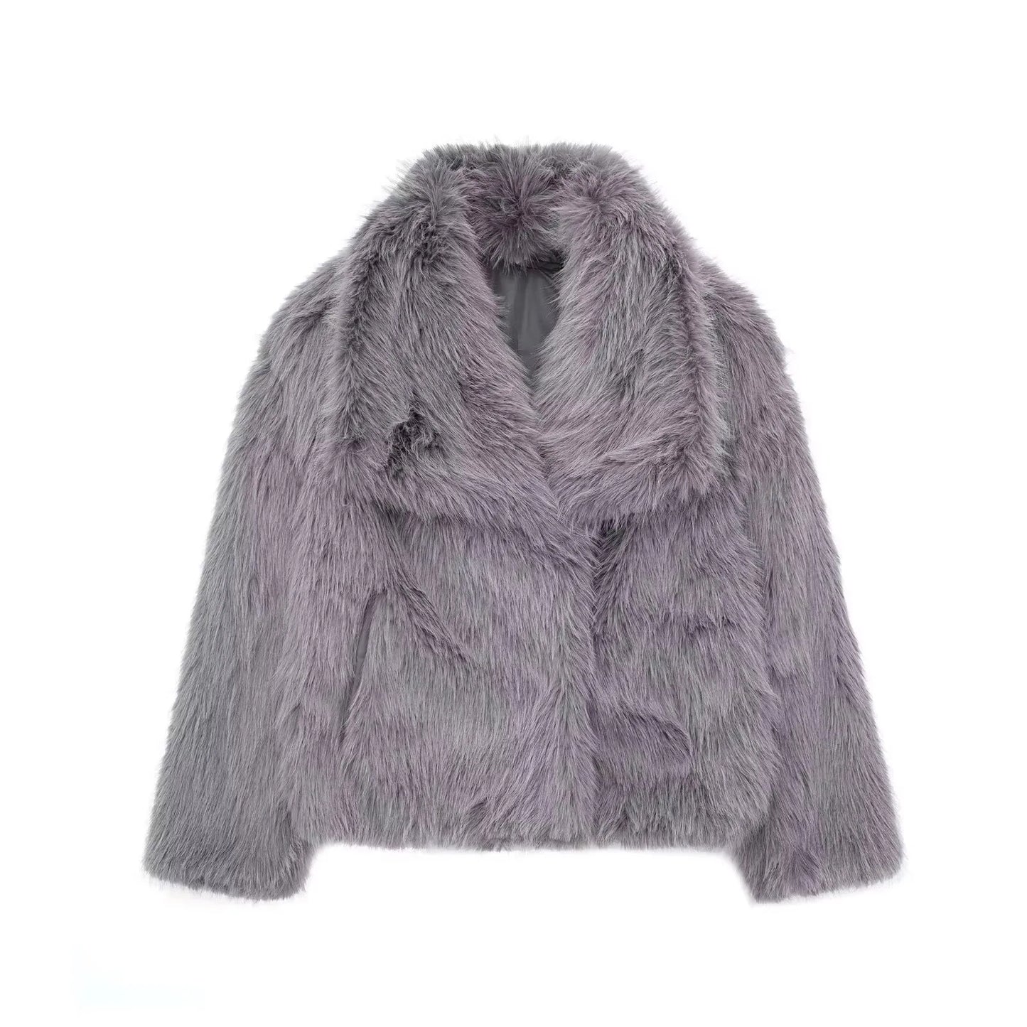 HH LuxeFur™ Chaqueta con solapa de piel sintética – Elegancia y calidez para otoño e invierno de 2025
