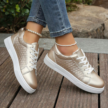 Baskets Loom & Soul Femme Or et Argent en PU – Confort Mode Grande Taille