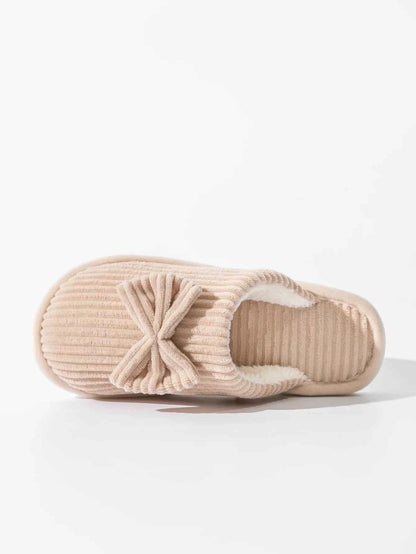 Bow Plush Home Slippers – Cozy Soft Comfort Slides