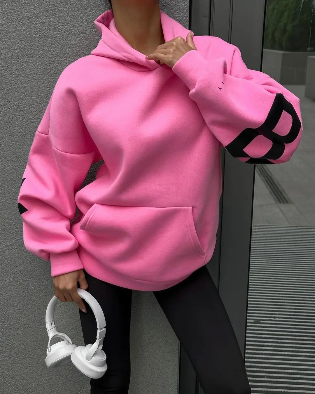Sudadera con capucha informal estampada para mujer – Suéter de ajuste holgado para otoño e invierno