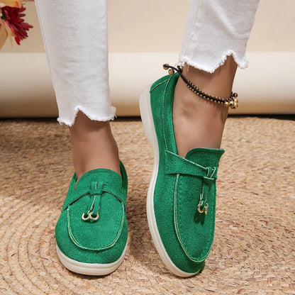 Mocasines de algodón sin cordones para mujer – Zapatos planos informales ligeros para uso diario