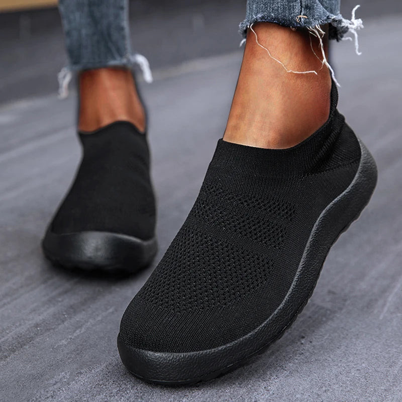 ZJEGA™ 2024 Zapatillas de running transpirables sin cordones para mujer – Calzado deportivo ligero tipo calcetín