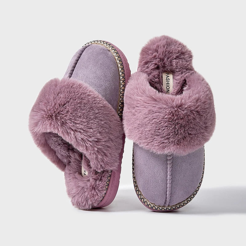 Pantuflas de invierno afelpadas Smile Popcorn™ – Cómodas sandalias de interior cálidas de piel sintética para mujer