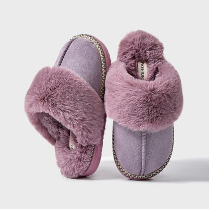 Pantuflas de invierno afelpadas Smile Popcorn™ – Cómodas sandalias de interior cálidas de piel sintética para mujer