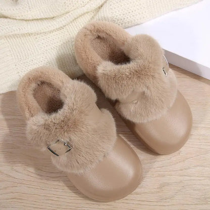 Women’s Waterproof Platform Fur Clogs – Cozy Winter Slip-On