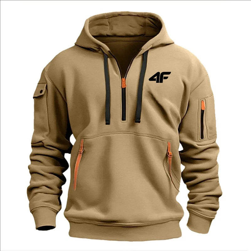 Sudadera con capucha de invierno gruesa para hombre – Pulóver suelto estampado deportivo urbano