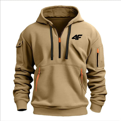 Sudadera con capucha de invierno gruesa para hombre – Pulóver suelto estampado deportivo urbano