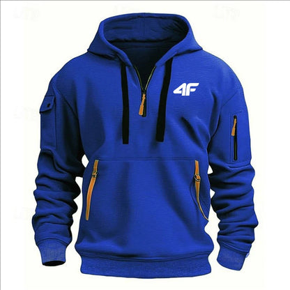 Sudadera con capucha de invierno gruesa para hombre – Pulóver suelto estampado deportivo urbano