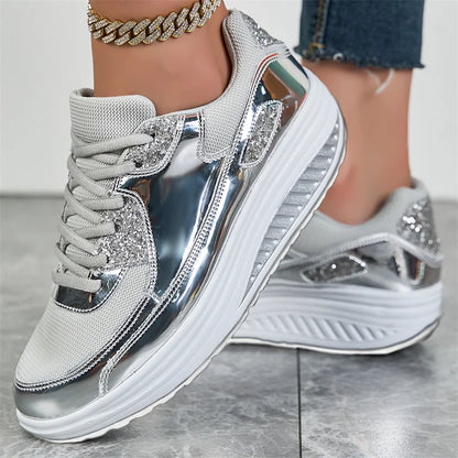 Zapatillas de mujer con lentejuelas Loom & Soul – Tallas grandes Malla de aire Cómodas e informales
