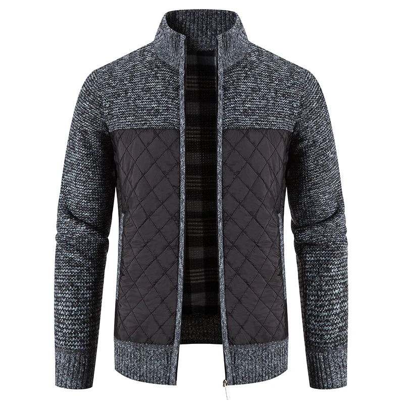 Veste en polaire tricotée à carreaux Loom & Soul pour homme – Cardigan d'hiver de luxe à capuche