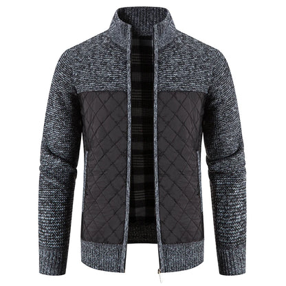 Veste en polaire tricotée à carreaux Loom & Soul pour homme – Cardigan d'hiver de luxe à capuche