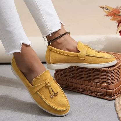 Mocasines de algodón sin cordones para mujer – Zapatos planos informales ligeros para uso diario