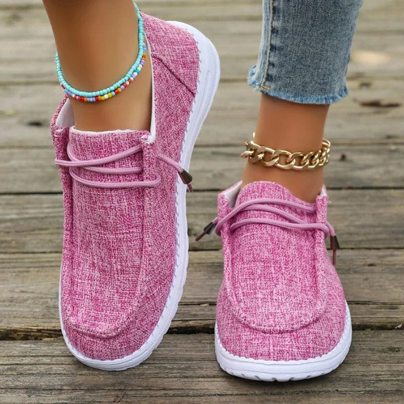 Knut Elgvin™ 2024 Zapatos casuales con cordones para mujer – Zapatillas planas de PU ligeras para el confort diario