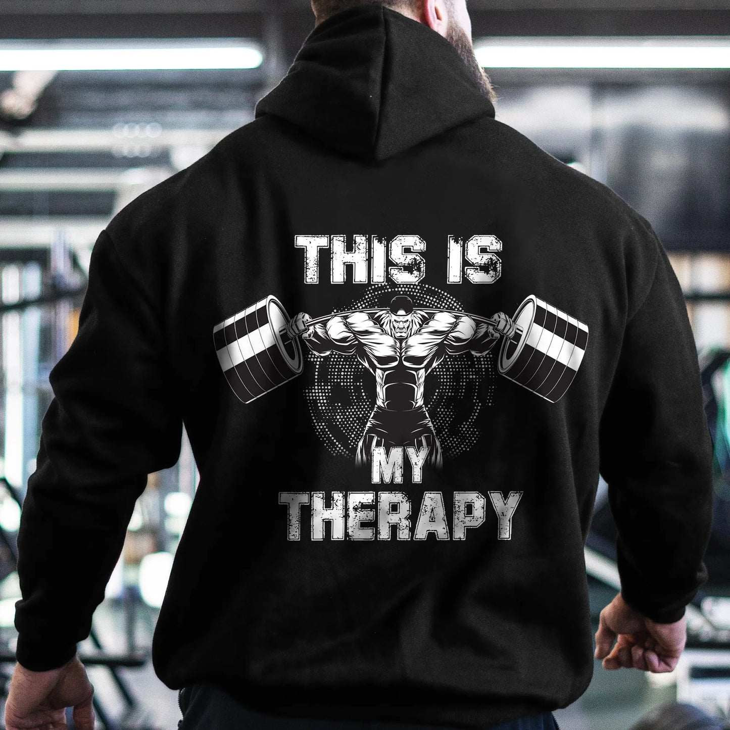 Sudadera con capucha "This Is My Therapy" para hombre - Sudadera de fitness para otoño e invierno