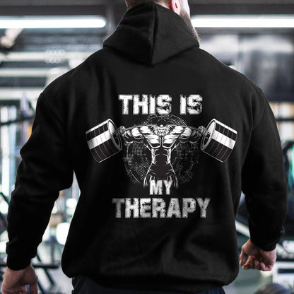 Sudadera con capucha "This Is My Therapy" para hombre - Sudadera de fitness para otoño e invierno