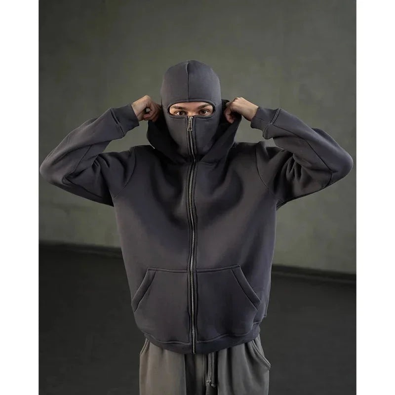 Sudadera con capucha y cremallera de otoño-invierno para hombre – Chaqueta casual cálida de estilo urbano