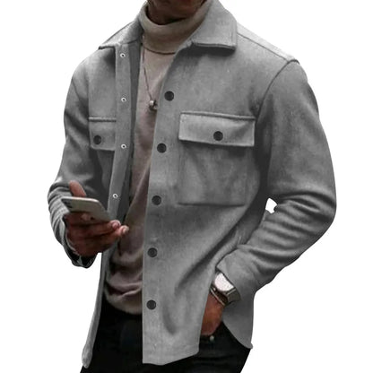 Veste d'hiver en polaire à revers Loom & Soul pour homme – Manteau ajusté à boutonnage simple