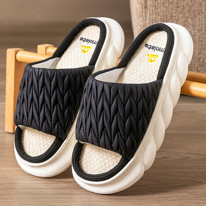 Women’s Woven Platform Slippers – Memory Foam Comfort Slides