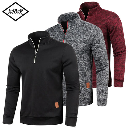 Sudadera con capucha y cremallera de cuello alto para hombre WHWR – Sudadera informal de primavera y otoño